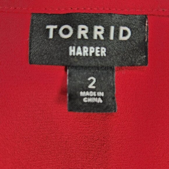 Torrid Harper Women's 2X Sleeve Popover Blouse Maroon Elegant Basic Lightweight - Picture 6 of 8